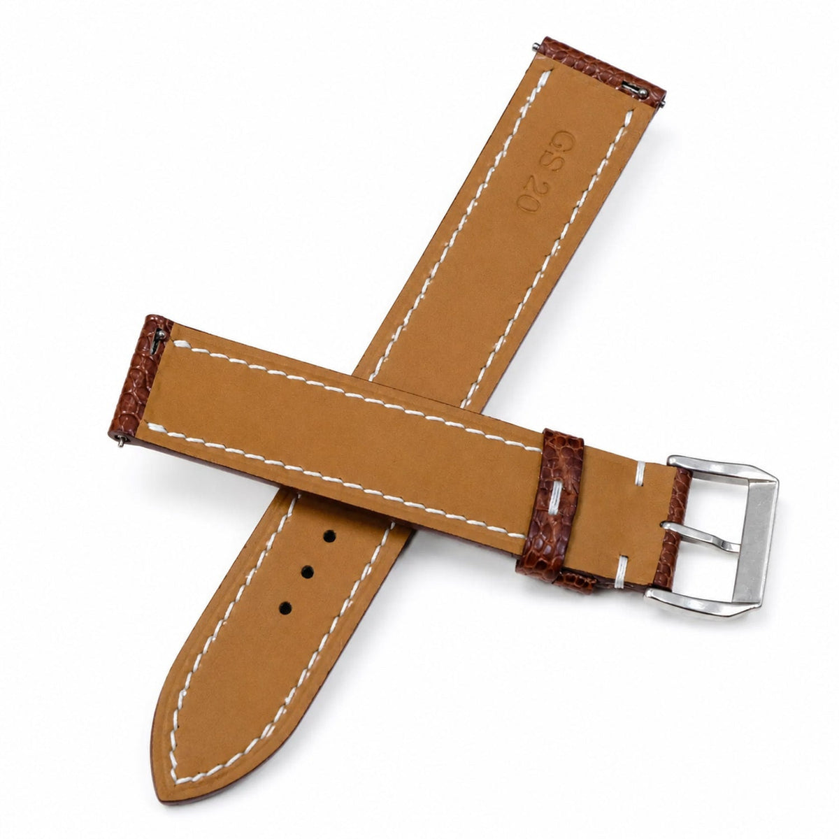 Russet Ostrich Leather Watch Strap - Handmade
