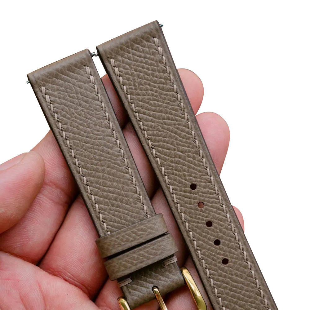 Etoupe Epsom Leather Watch Strap - Handmade Quick Release Band