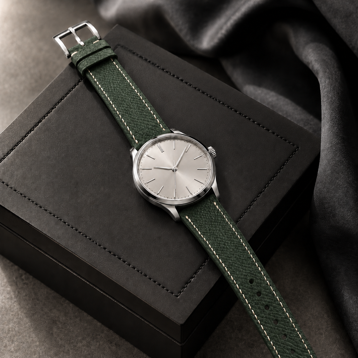 Forest Green Epsom Leather Watch Strap - Handmade