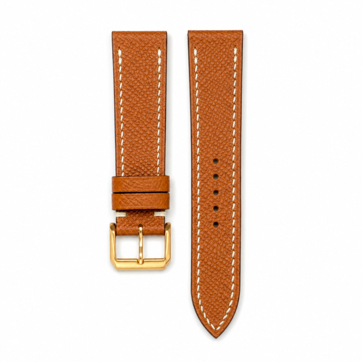 Gold Caramel Epsom Leather Watch Strap - Handmade Quick Release Band