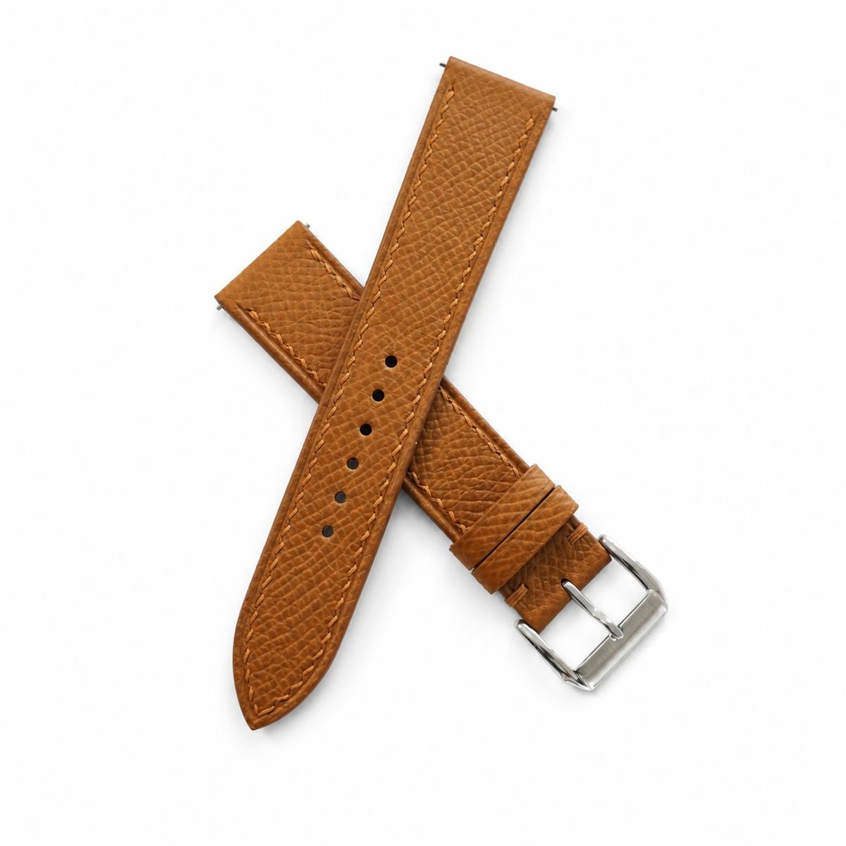 Gold Caramel Epsom Leather Watch Strap - Handmade