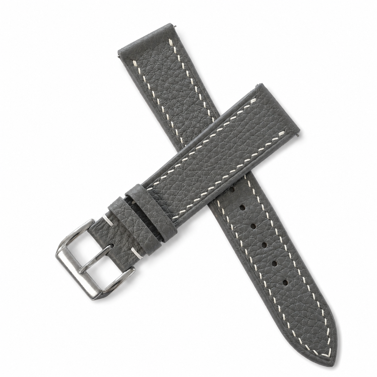 Graphite Gray Togo Leather Watch Strap - Handmade