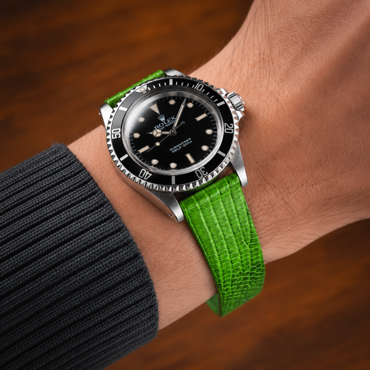 Green Lizard Leather Watch Strap - Handmade