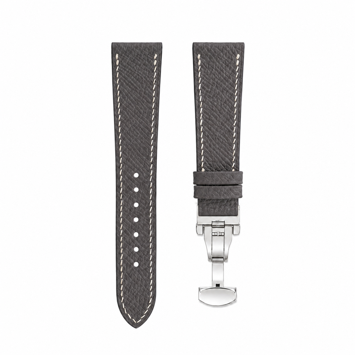Graphite Gray Epsom Leather Watch Strap - Handmade