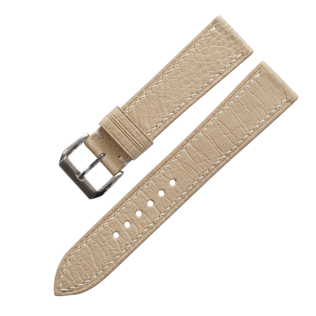 Light Sand Ostrich Leather Watch Strap - Handmade