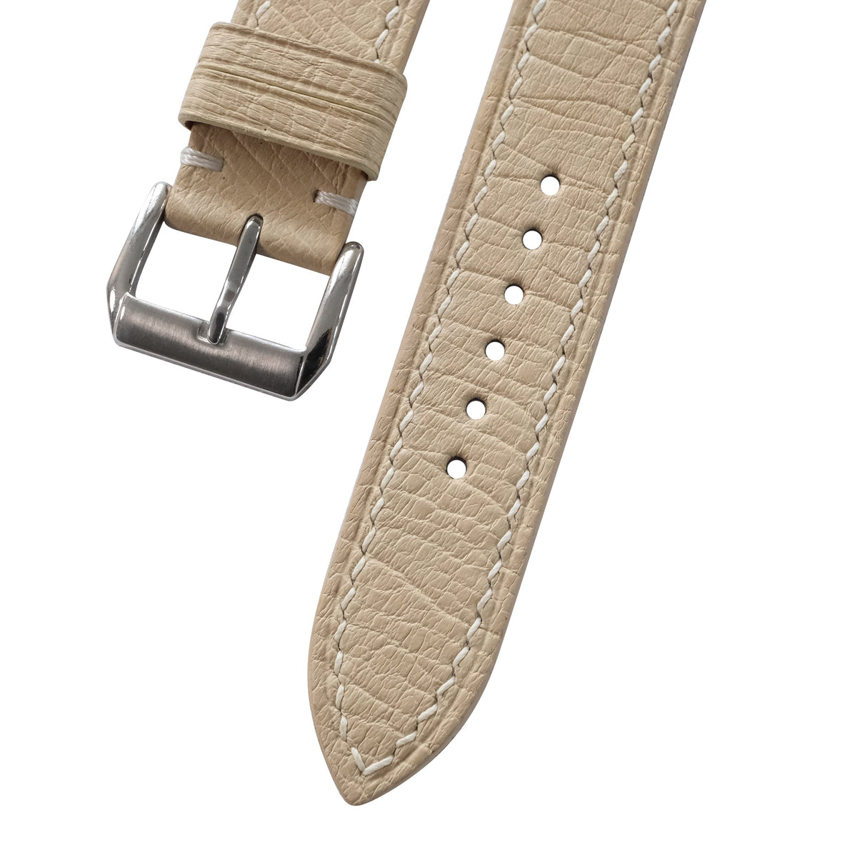 Light Sand Ostrich Leather Watch Strap - Handmade