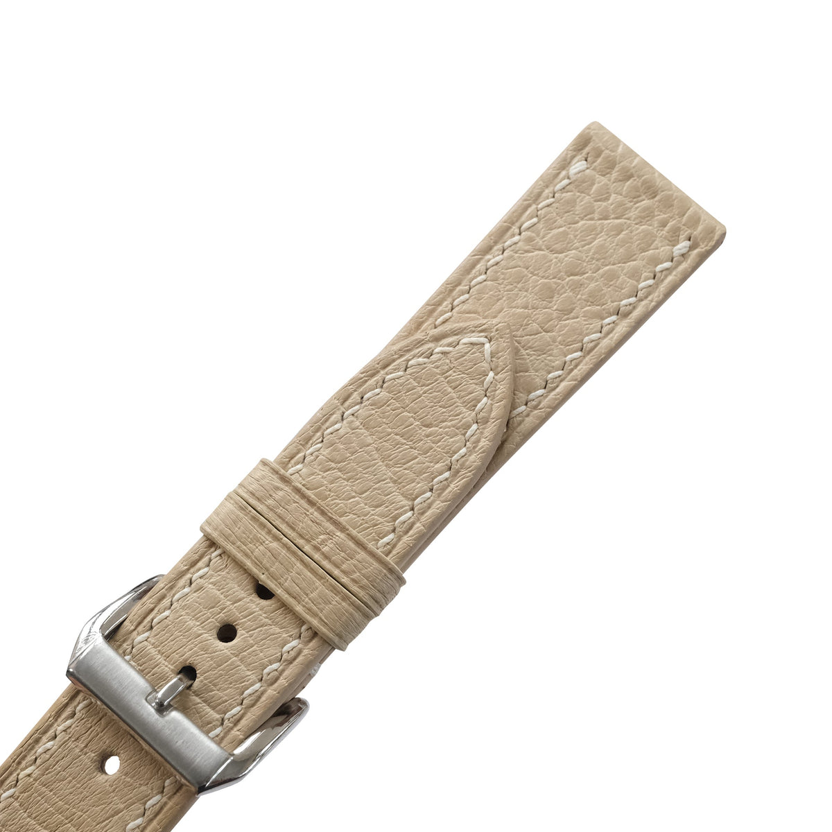 Light Sand Ostrich Leather Watch Strap - Handmade