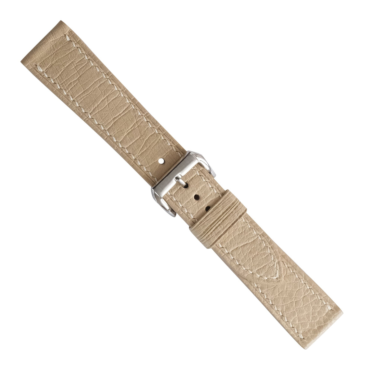 Light Sand Ostrich Leather Watch Strap - Handmade