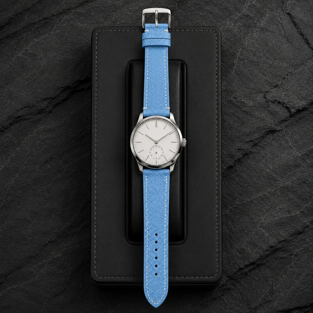 Light Blue Epsom Leather Watch Strap - Handmade