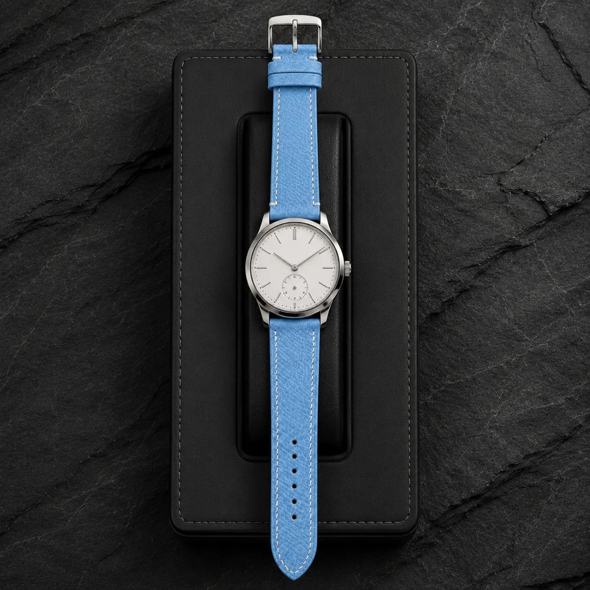 Light Blue Epsom Leather Watch Strap - Handmade