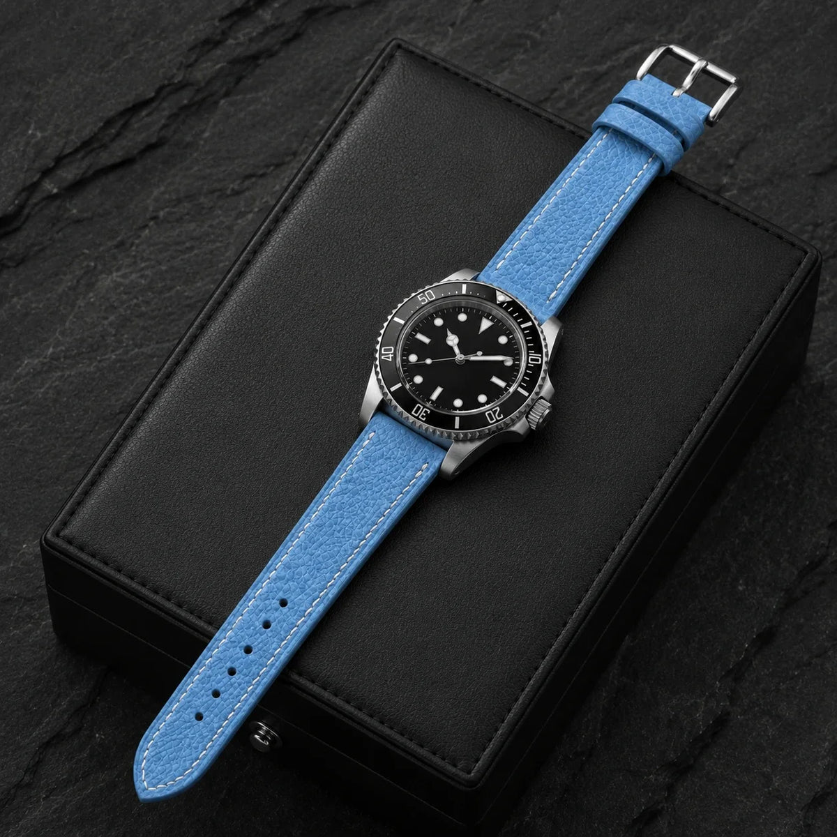 Light Blue Epsom Leather Watch Strap - Handmade