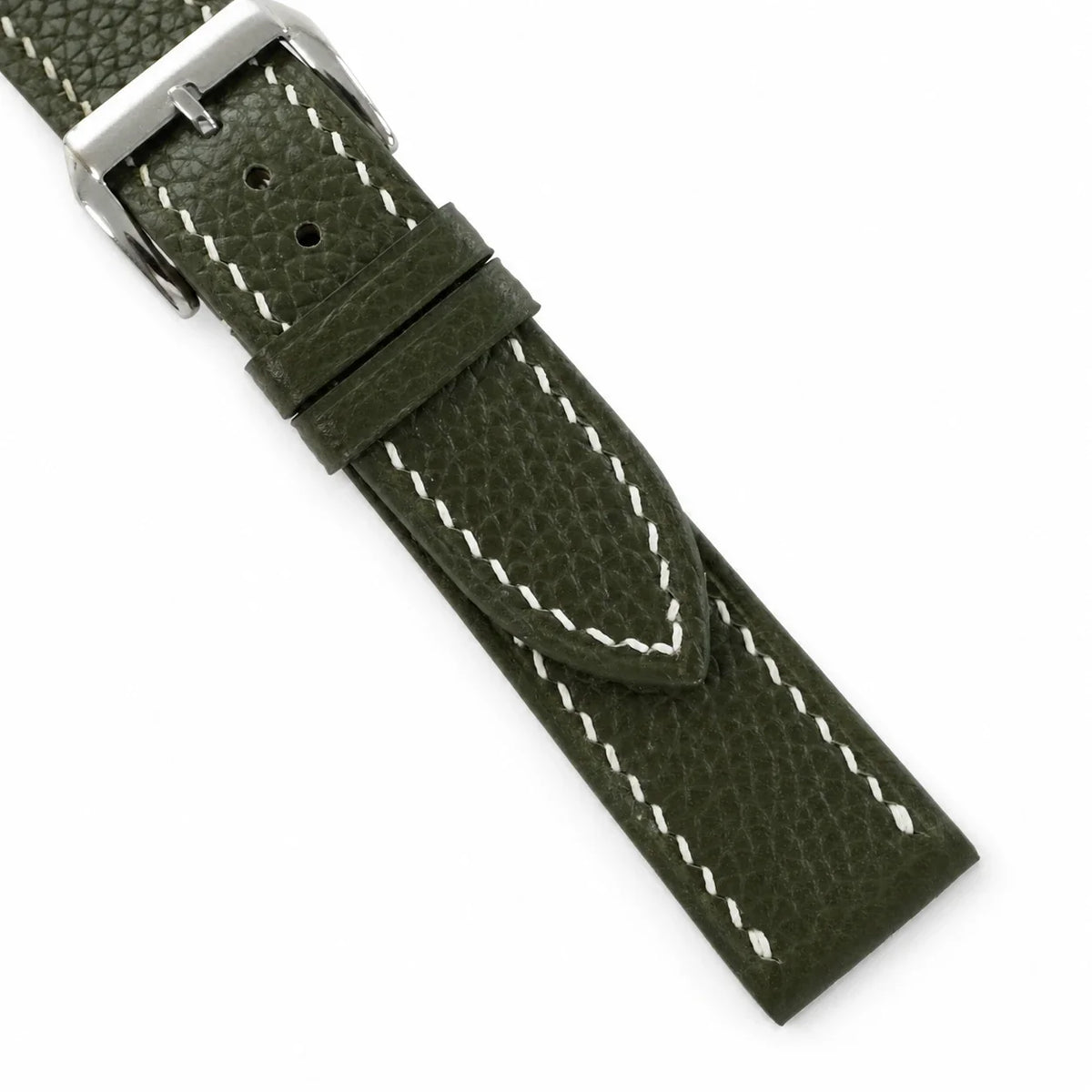 Moss Green Togo Leather Watch Strap - Handmade