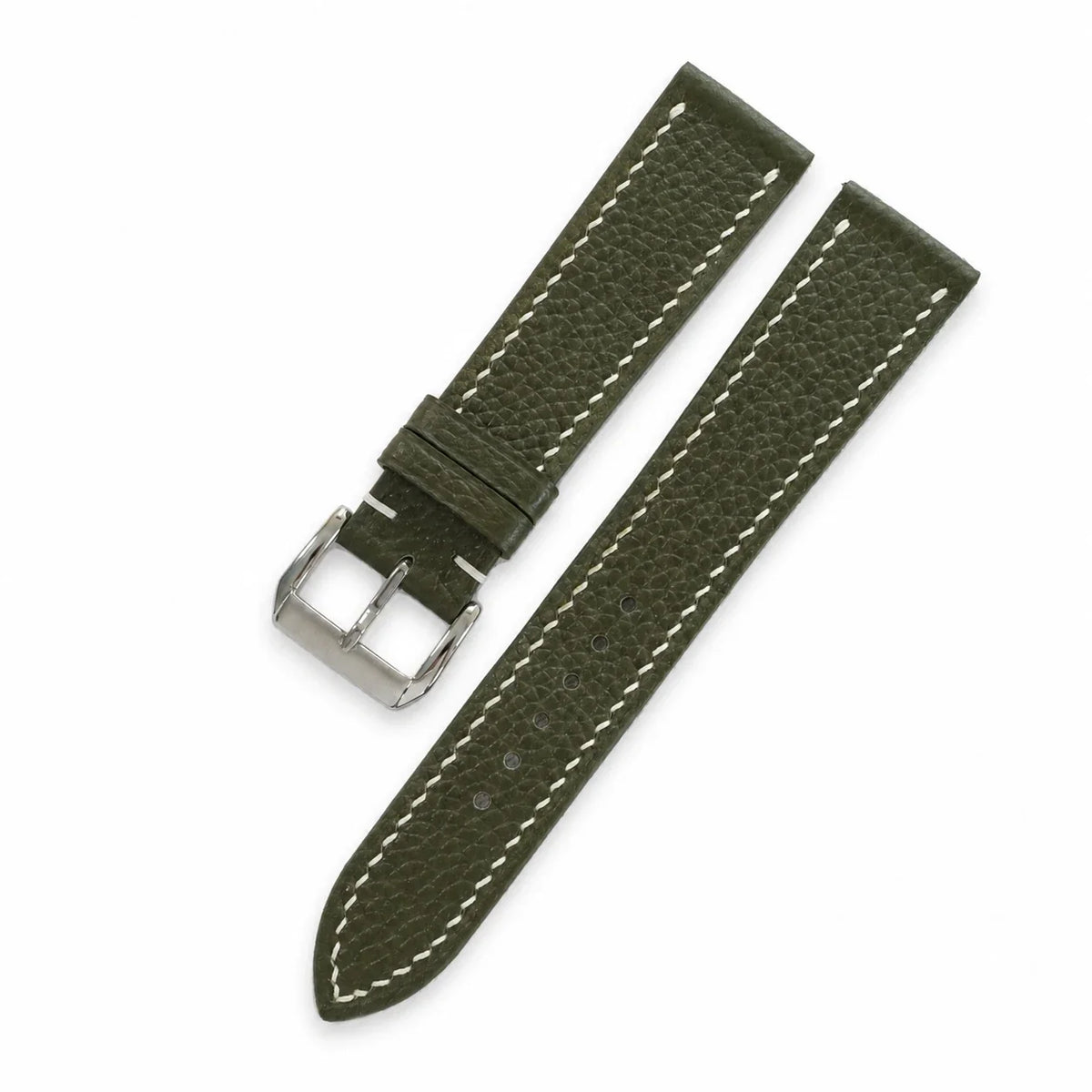 Moss Green Togo Leather Watch Strap - Handmade