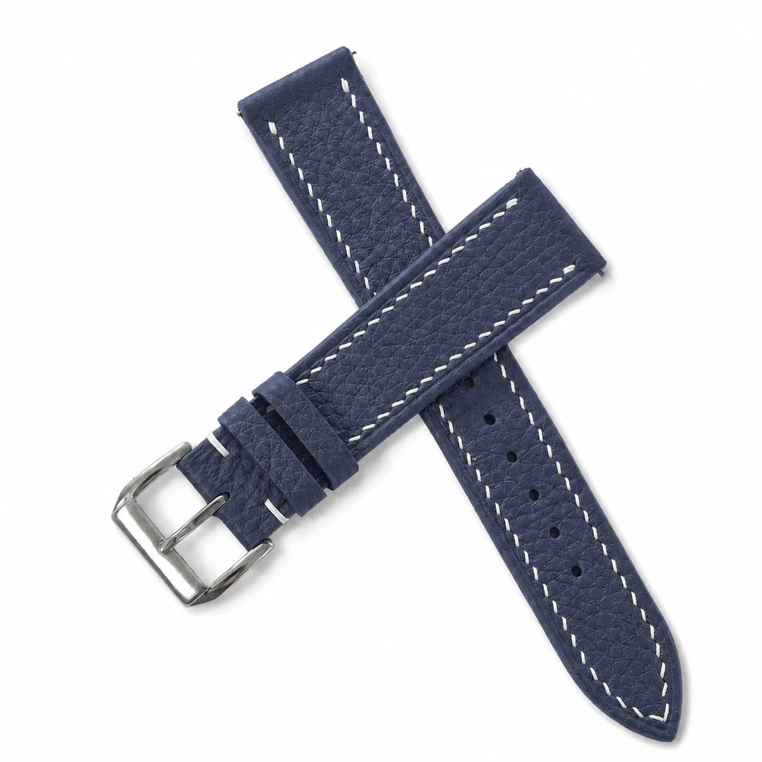 Navy Togo Leather Watch Strap - Handmade