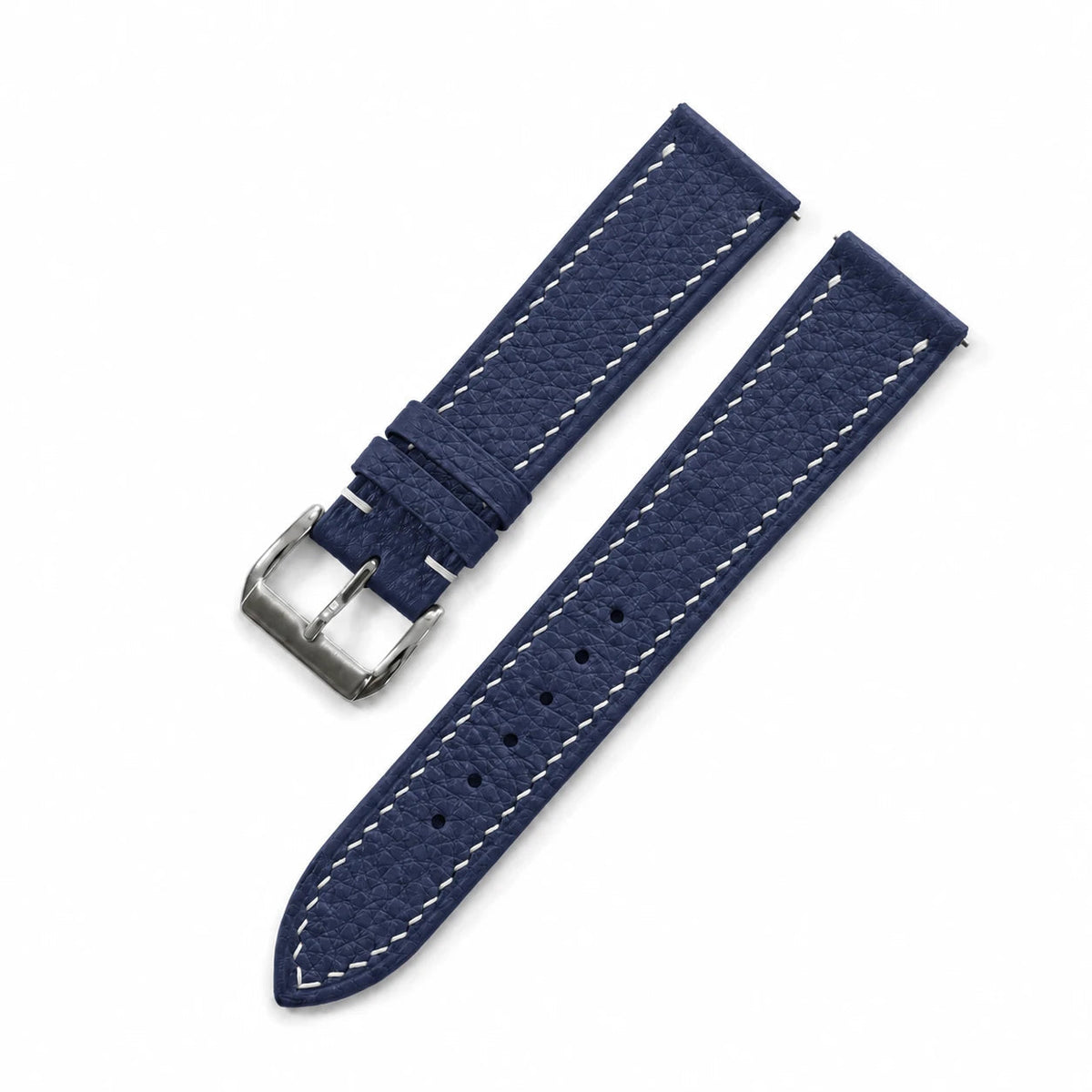 Navy Togo Leather Watch Strap - Handmade