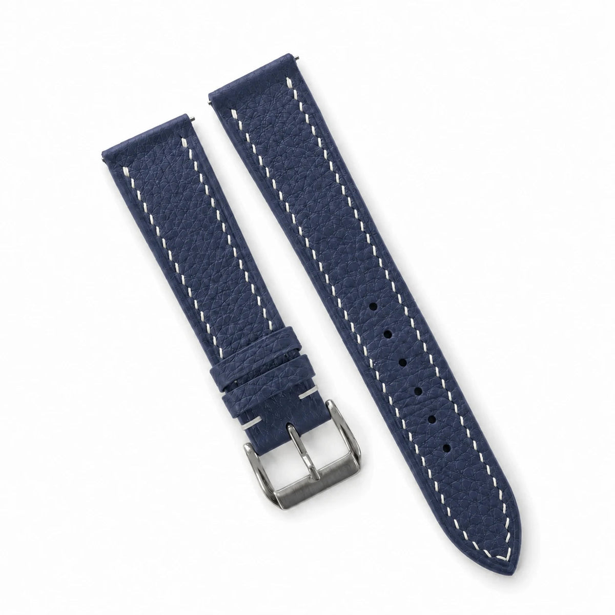 Navy Togo Leather Watch Strap - Handmade