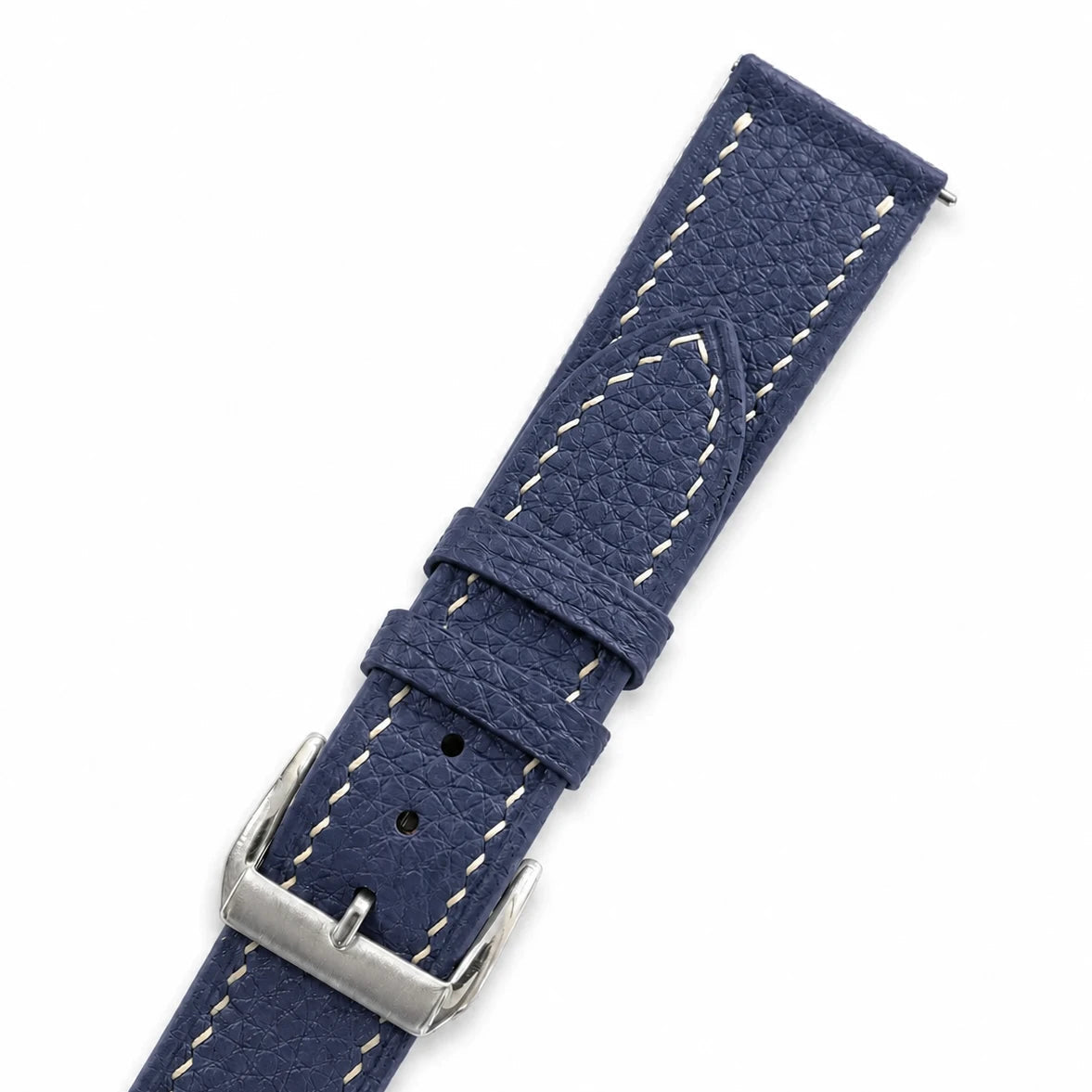 Navy Togo Leather Watch Strap - Handmade