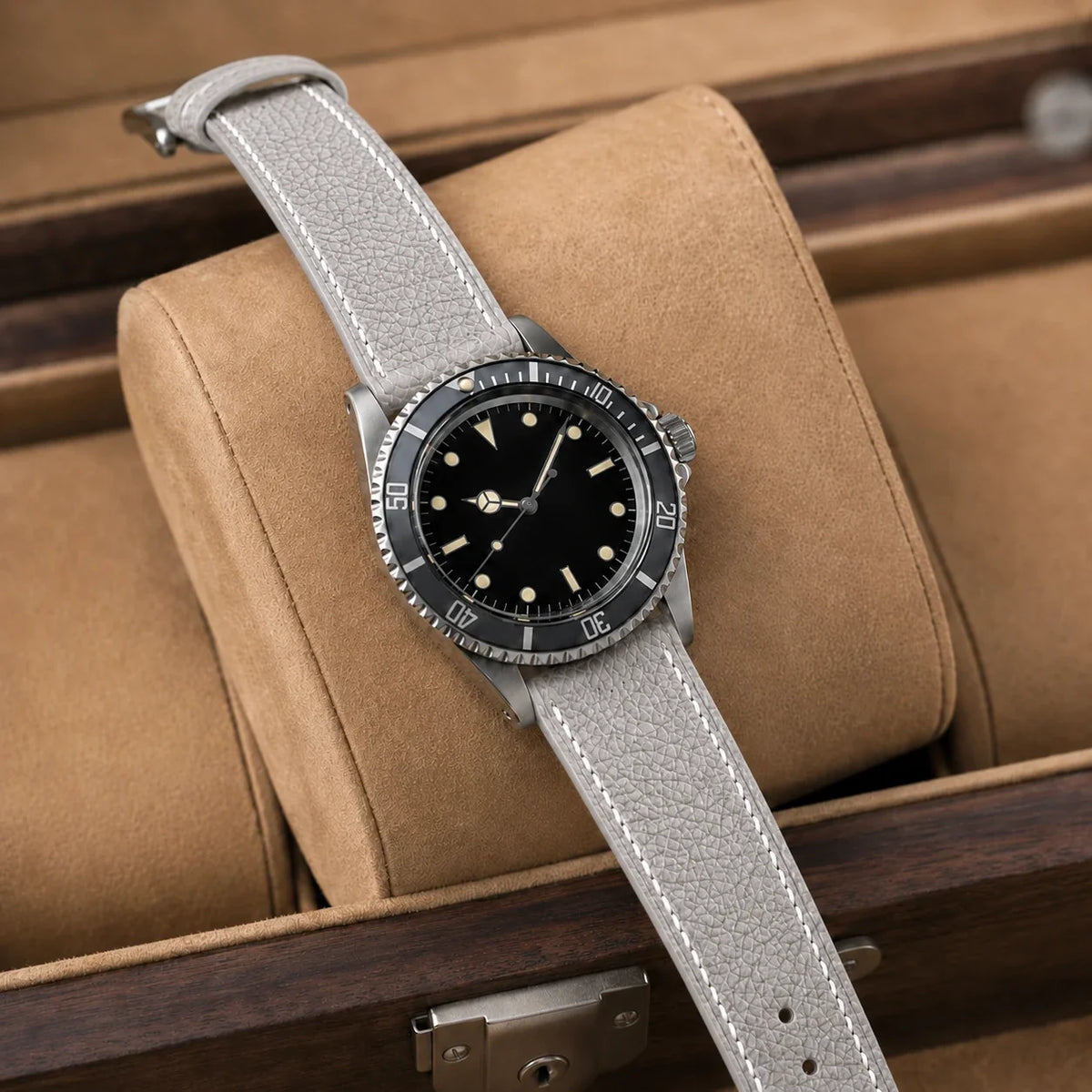 Off White Epsom Leather Watch Strap - Handmade