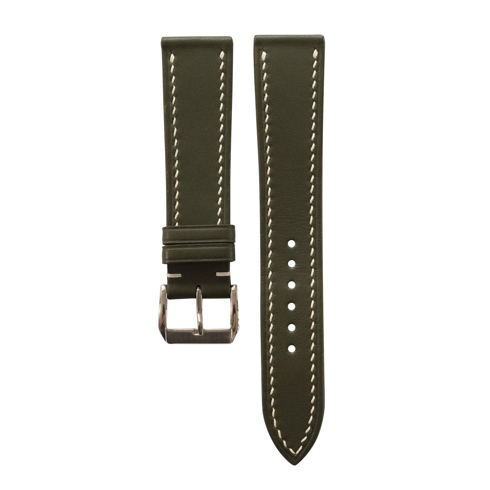 Olive Green Swift Leather Watch Strap - Handmade Quick Release Band