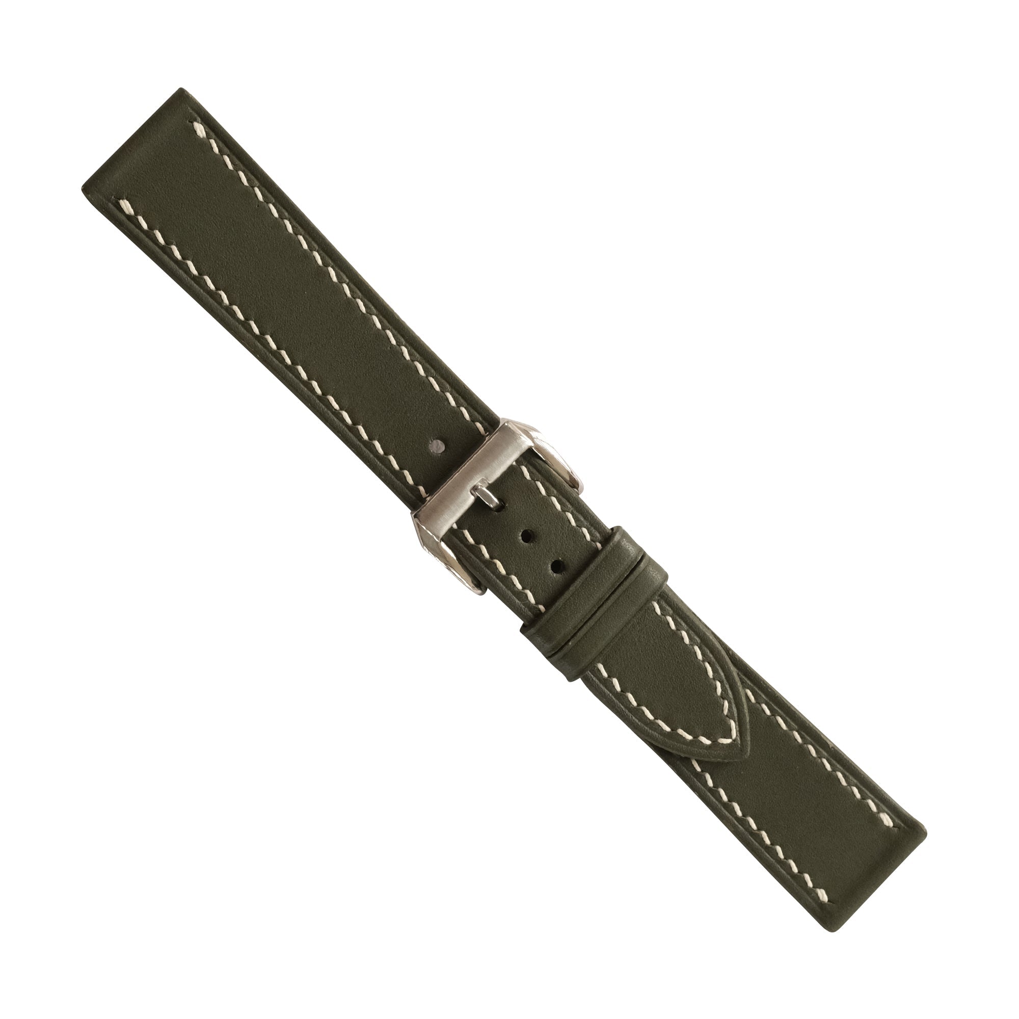 Olive Green Swift Leather Watch Strap - Handmade Quick Release Band