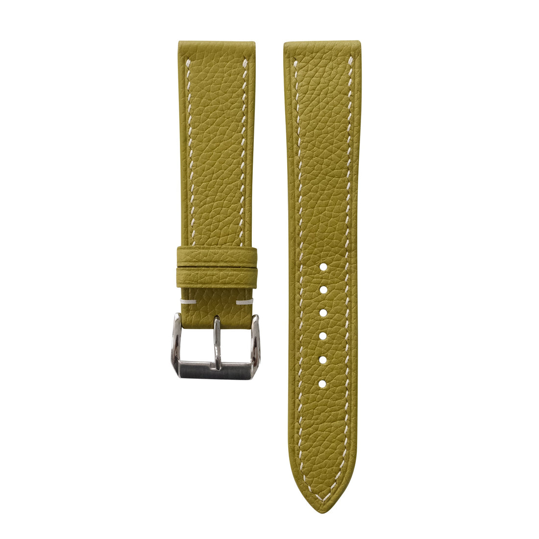 Olive Green Togo Leather Watch Strap - Handmade Quick Release Band
