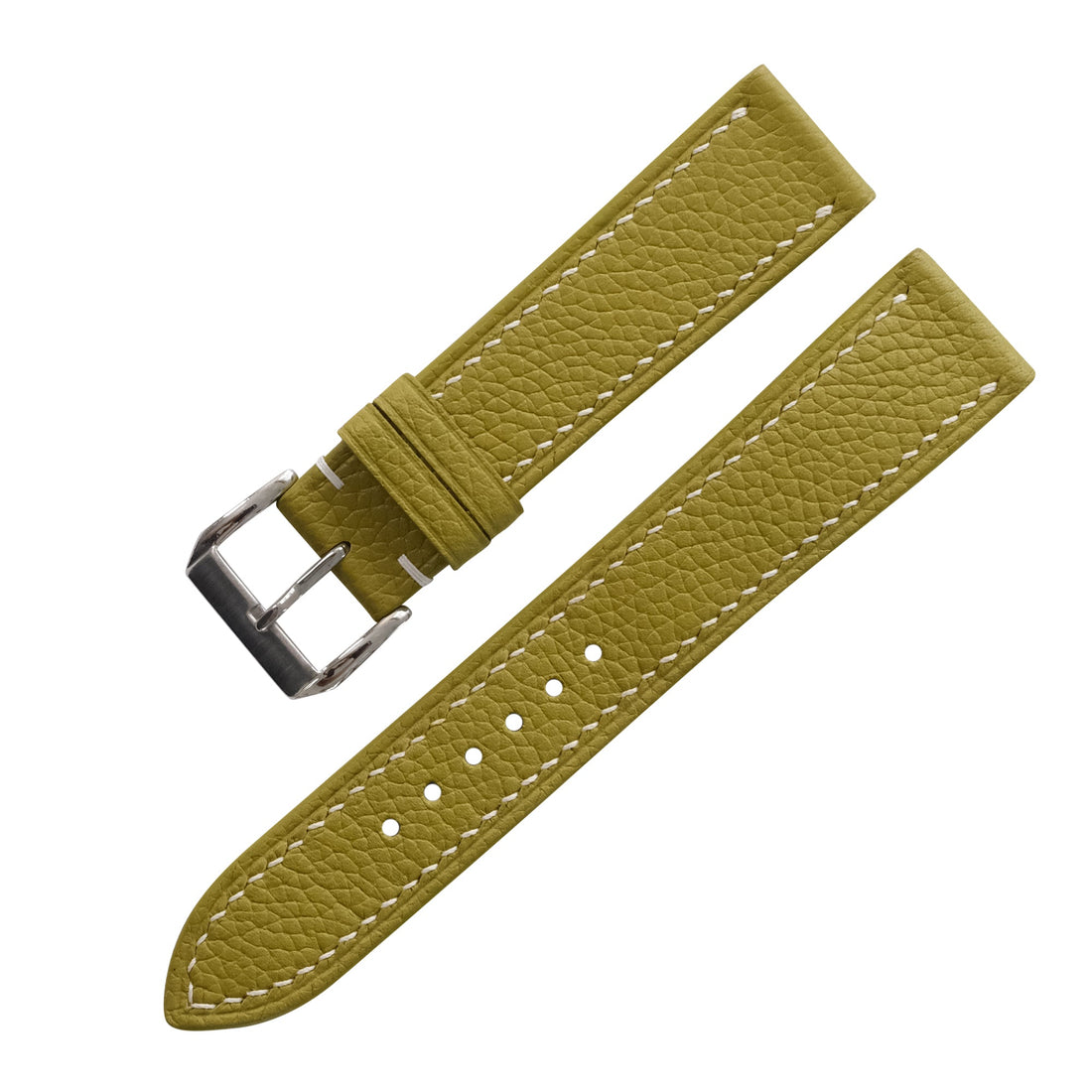 Olive Green Togo Leather Watch Strap - Handmade Quick Release Band