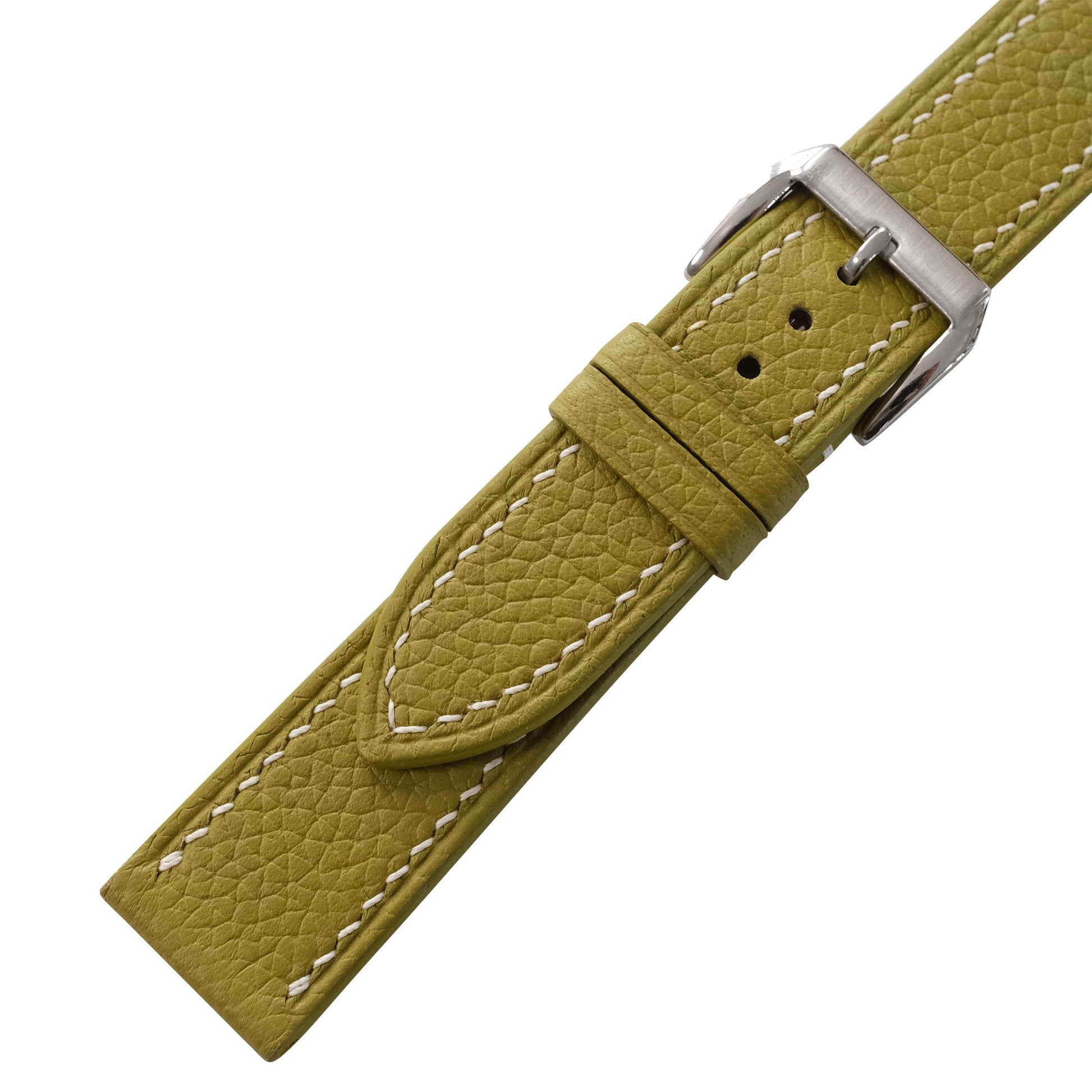 Olive Green Togo Leather Watch Strap - Handmade Quick Release Band