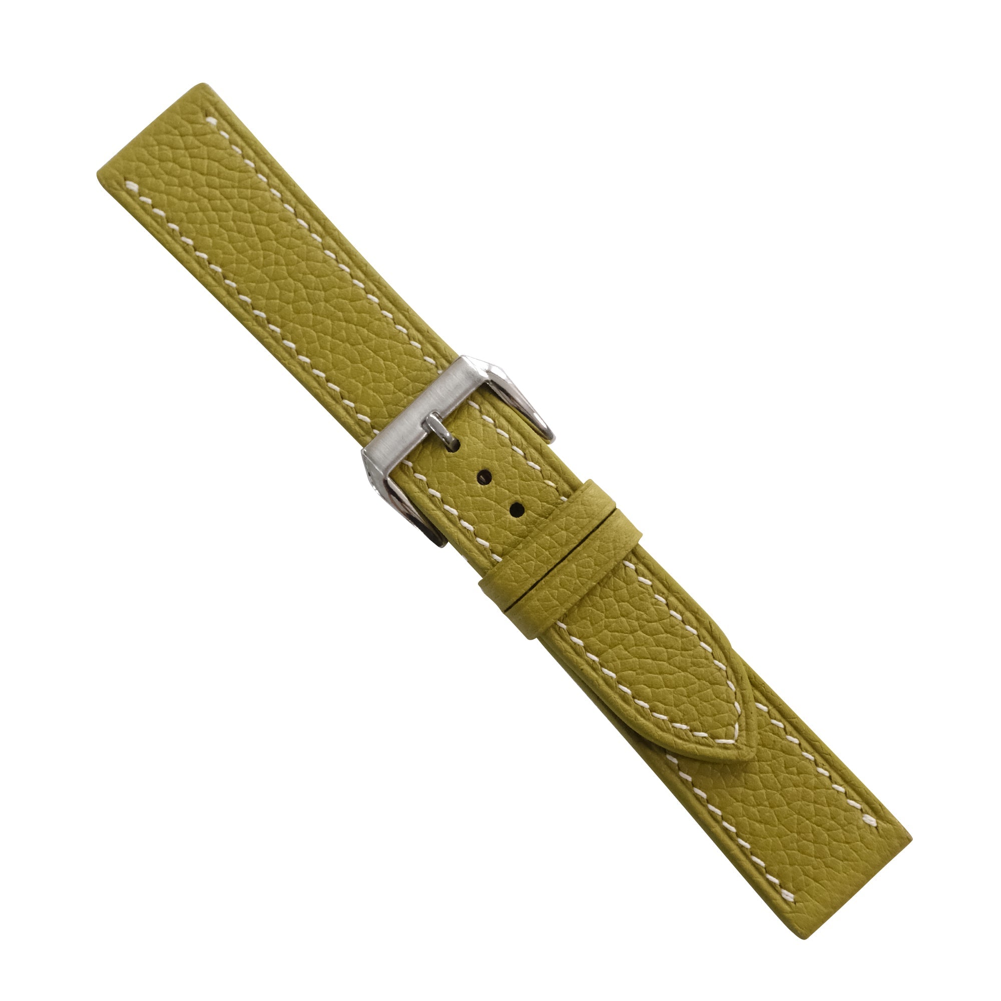 Olive Green Togo Leather Watch Strap - Handmade Quick Release Band