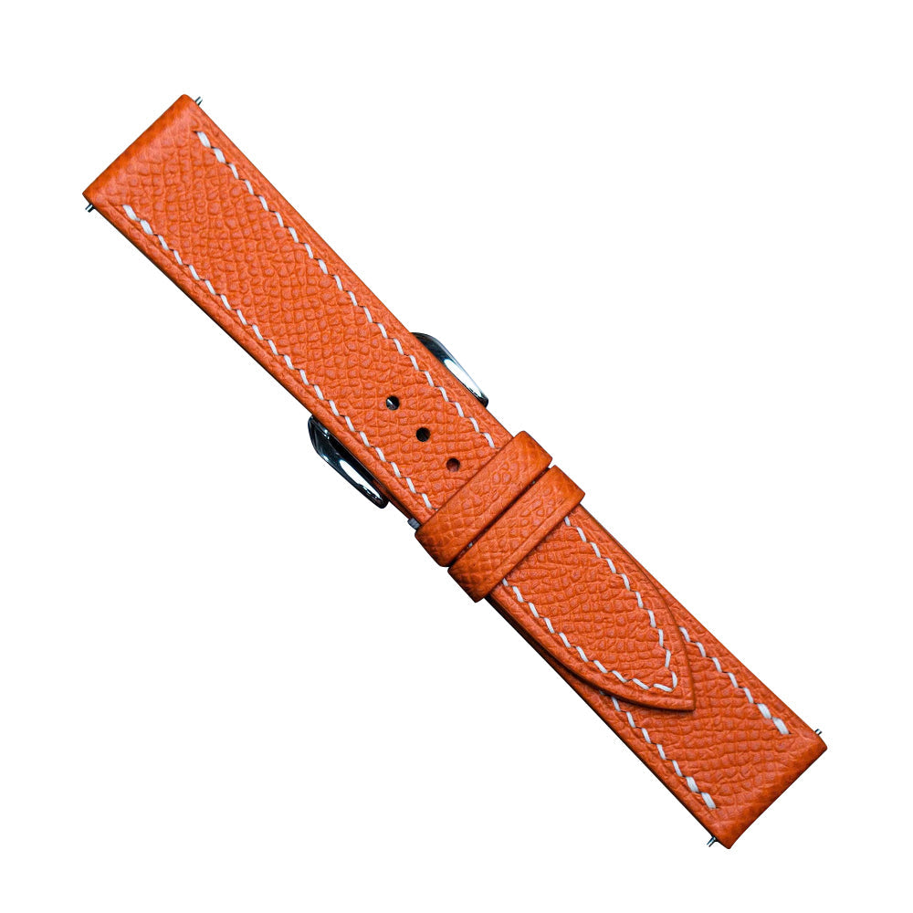 Orange Epsom Leather Watch Strap - Handmade