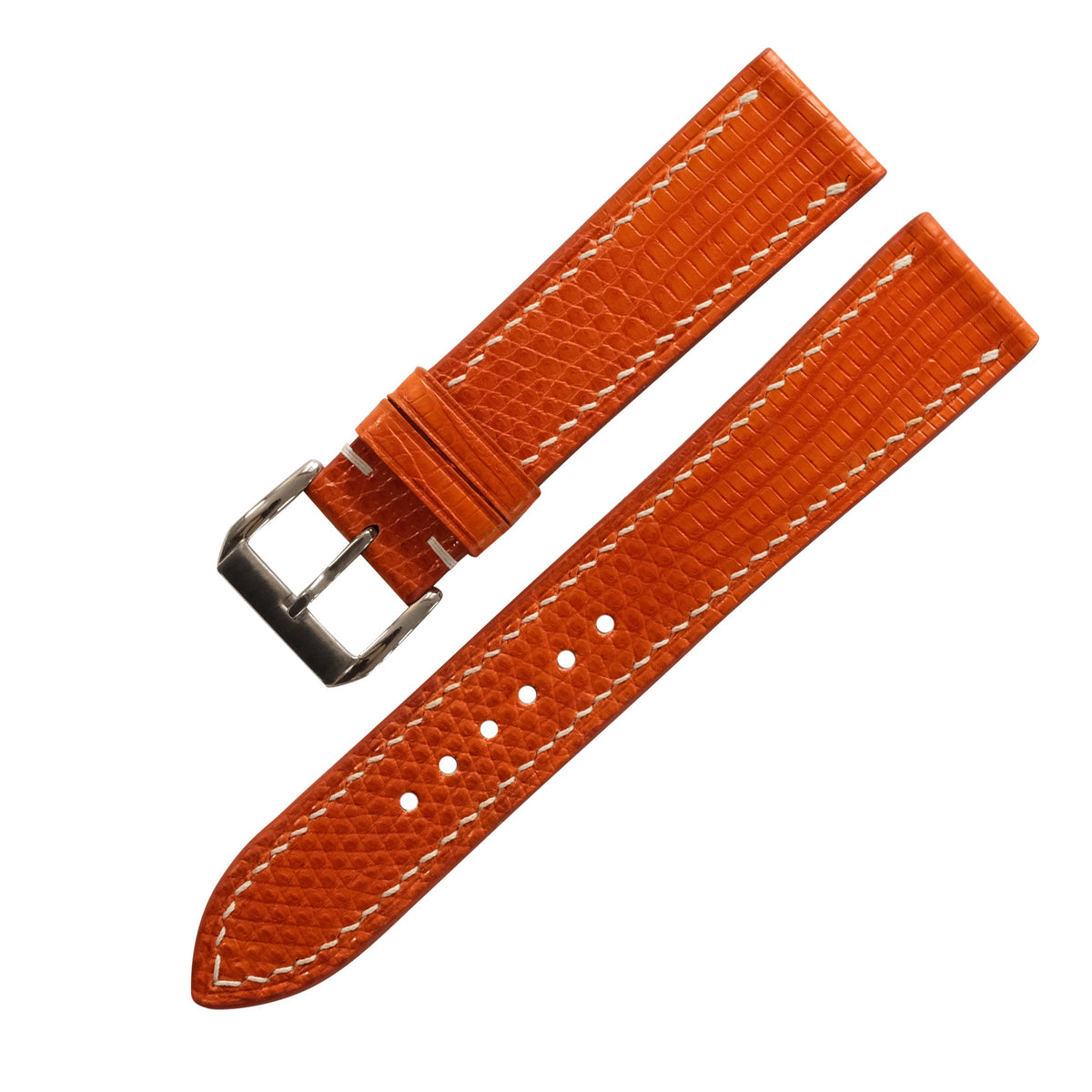 Orange Lizard Leather Watch Strap - Handmade