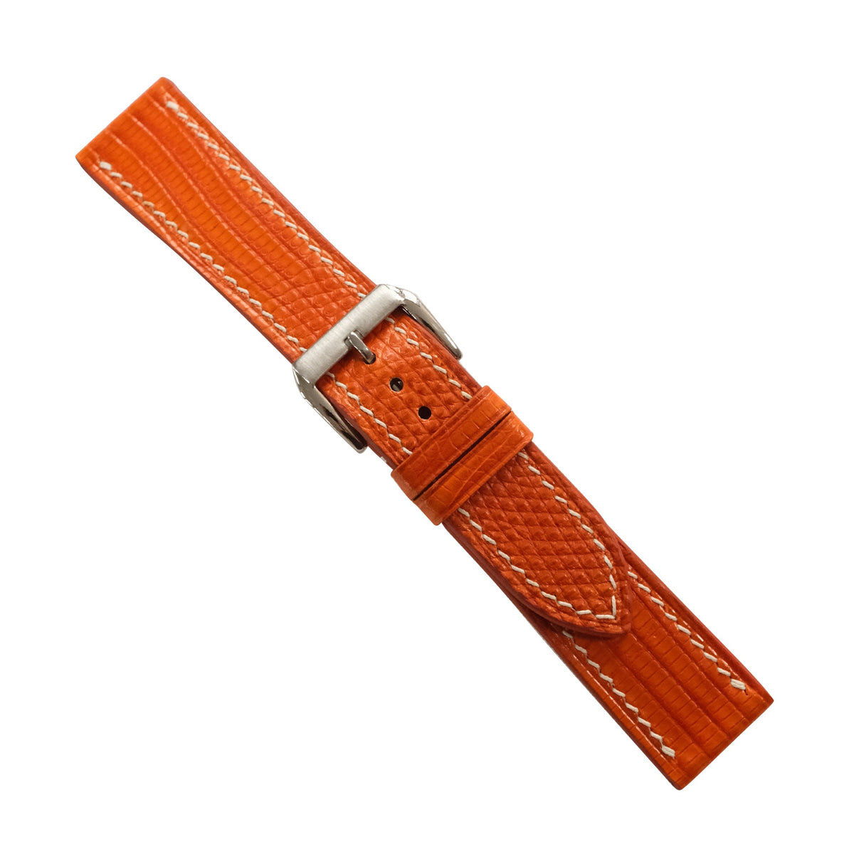 Orange Lizard Leather Watch Strap - Handmade