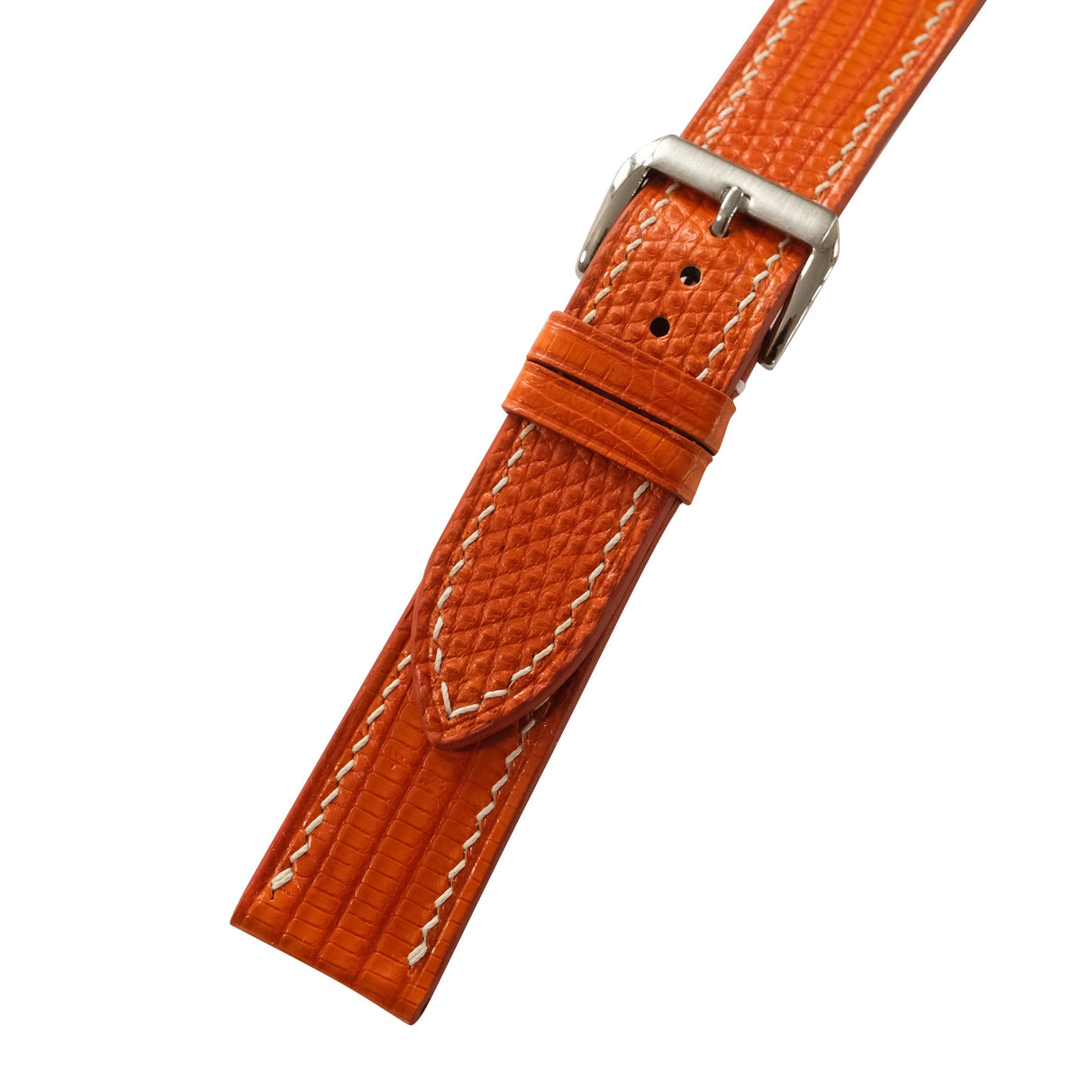 Orange Lizard Leather Watch Strap - Handmade