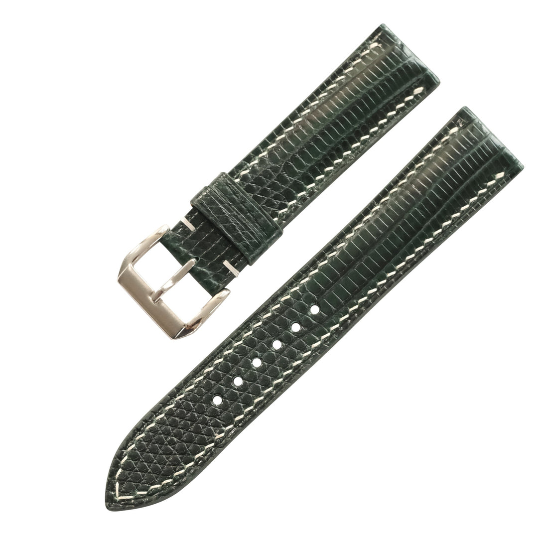 Forest Green Lizard Leather Watch Strap - Handmade