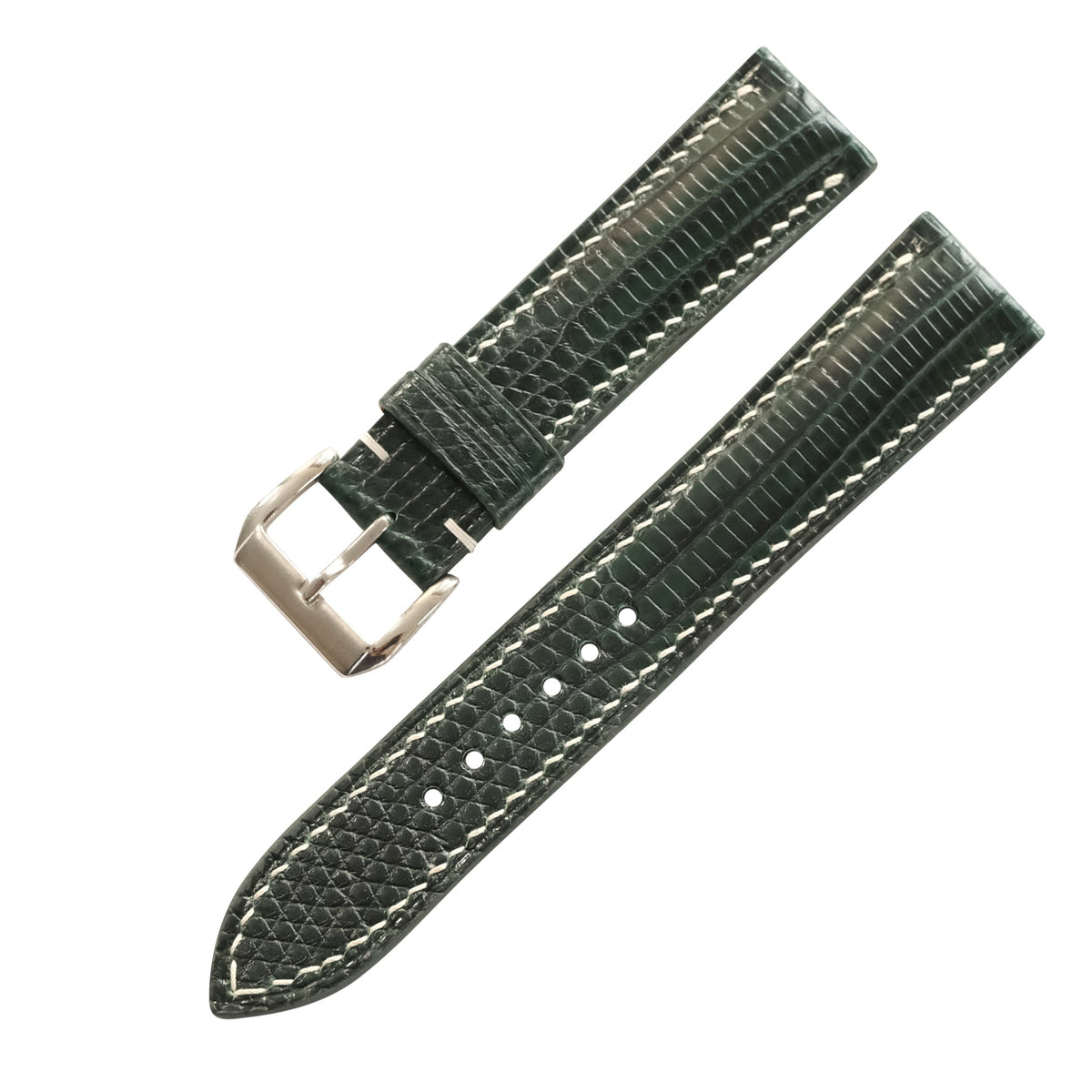 Forest Green Lizard Leather Watch Strap - Handmade