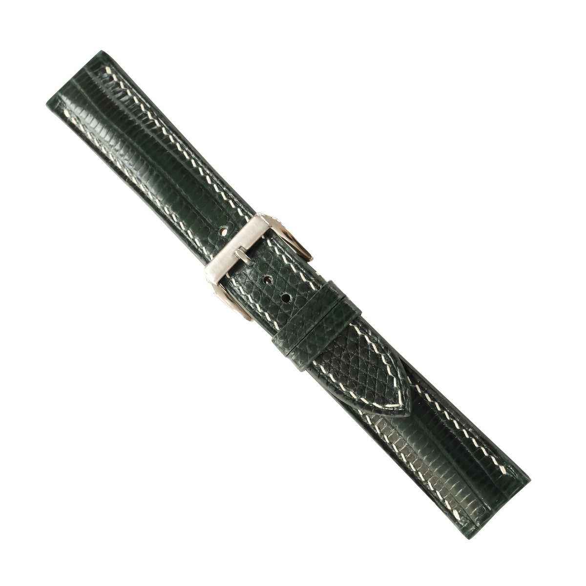 Forest Green Lizard Leather Watch Strap - Handmade
