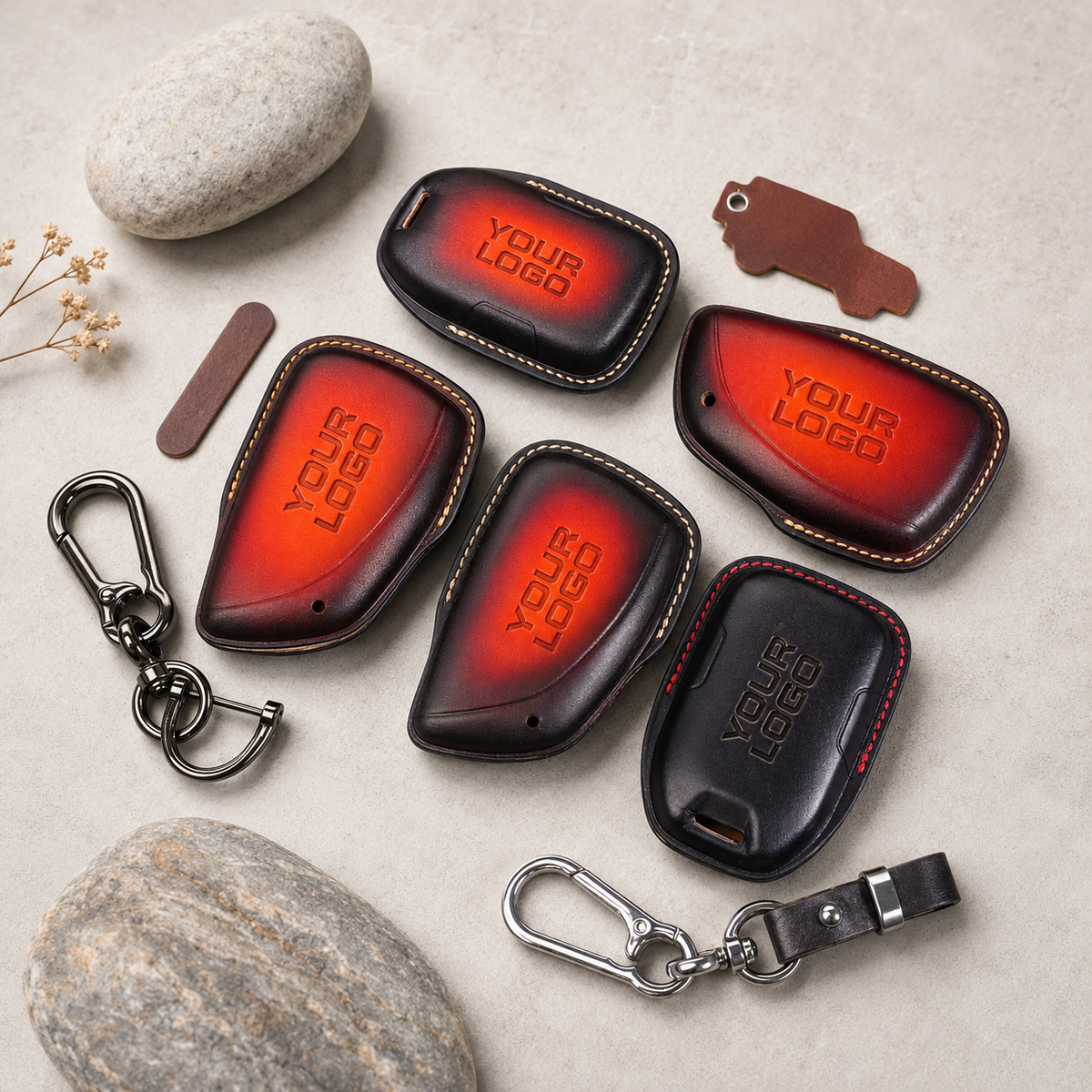 Custom Leather Key Fob Cover Compatible with GMC AT4, Sierra and Yukon