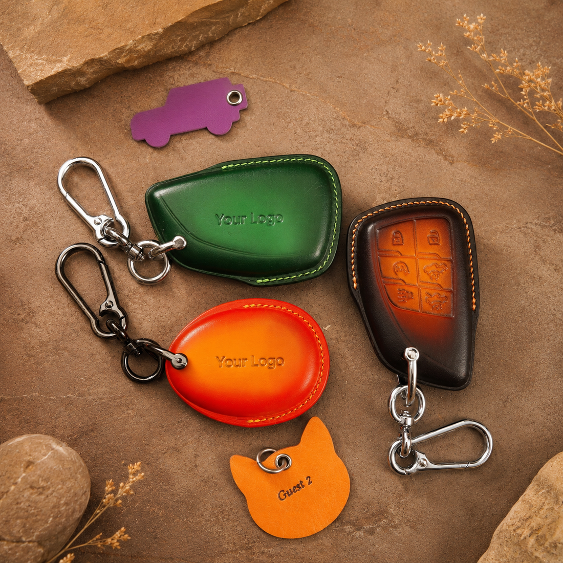 Custom Leather Key Fob Cover Compatible with GMC Hummer EV