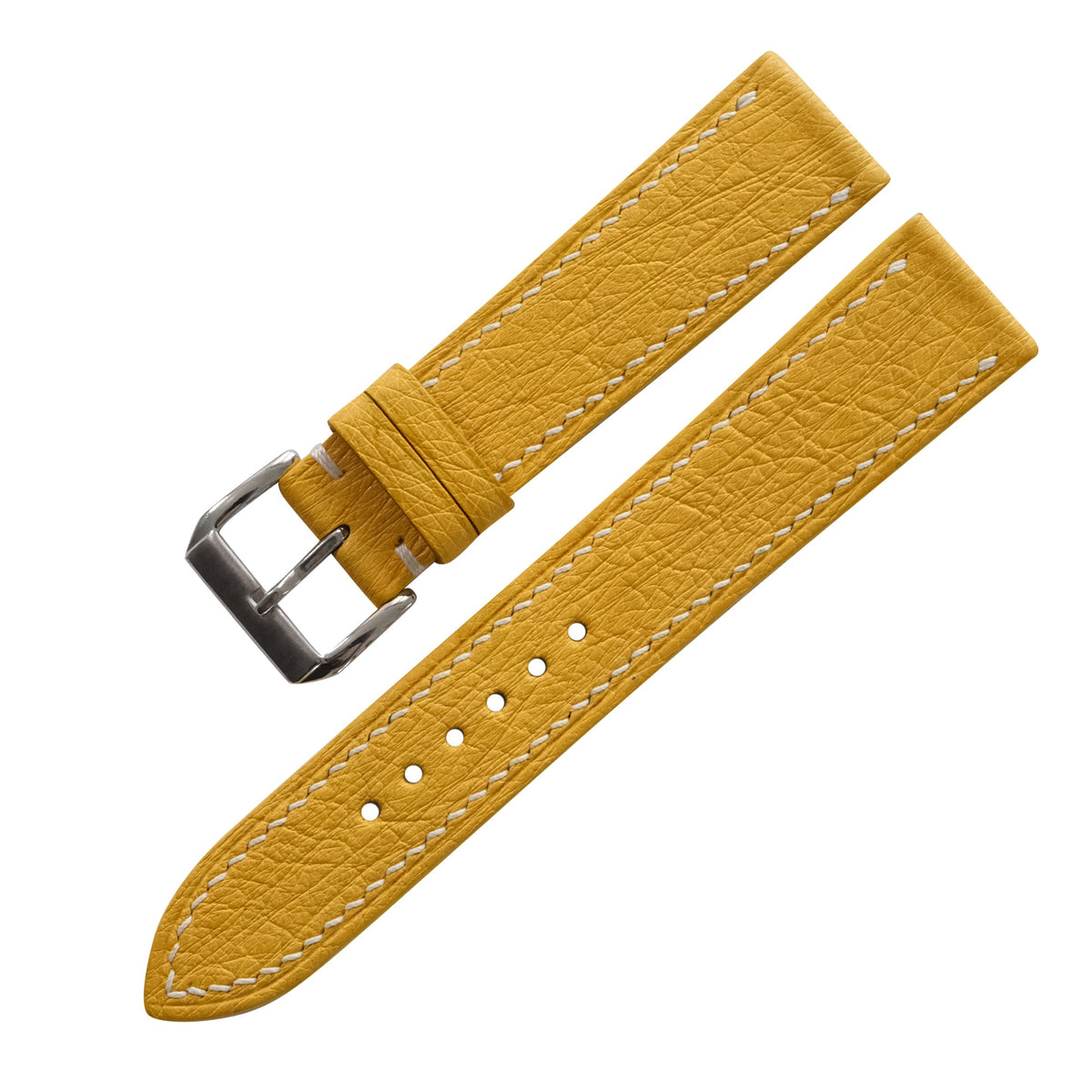 Golden Yellow Ostrich Leather Watch Strap - Handmade