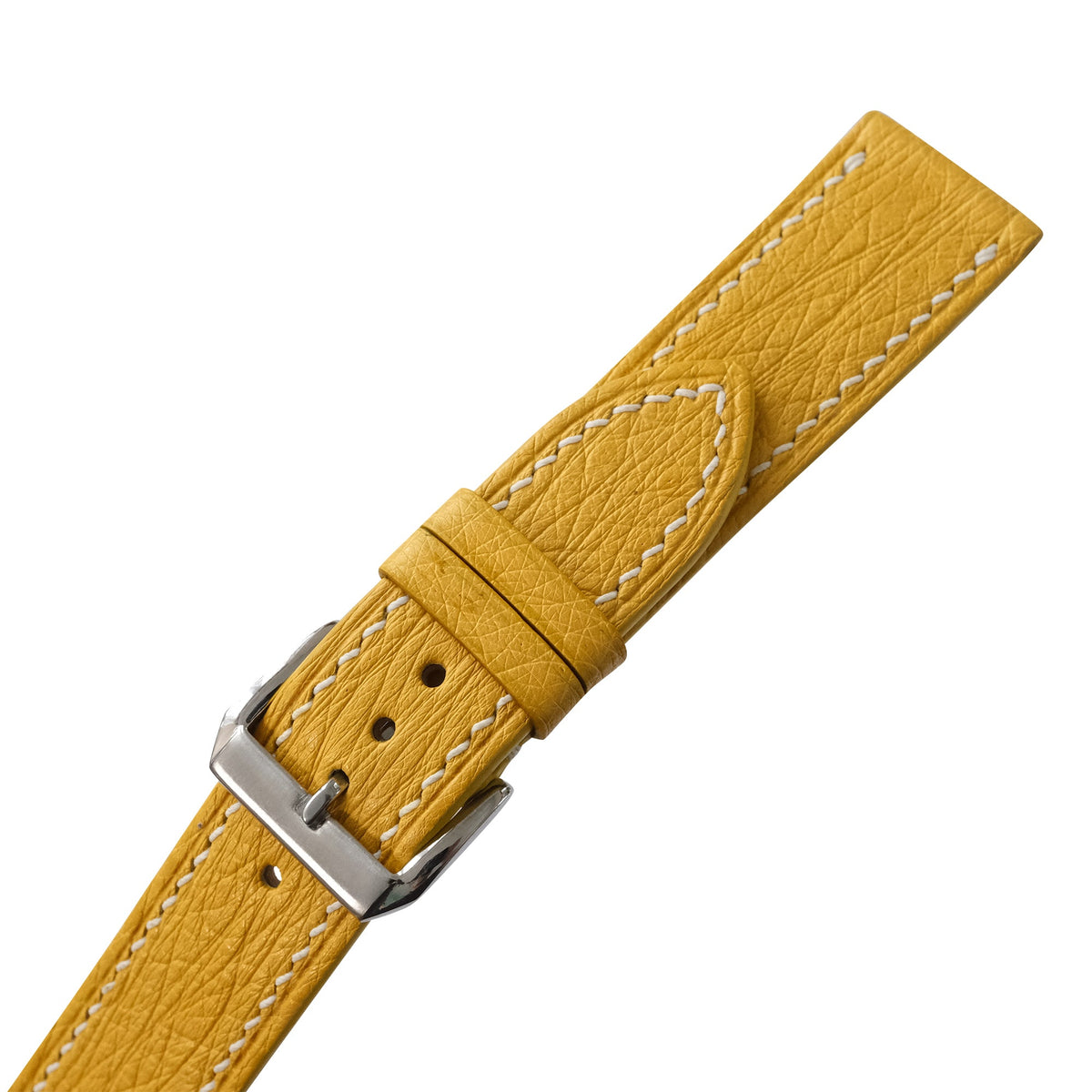 Golden Yellow Ostrich Leather Watch Strap - Handmade