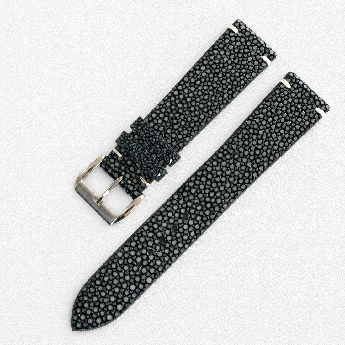 Gray Stingray Leather Watch Strap - Handmade