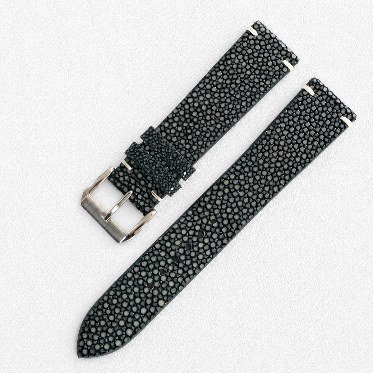 Gray Stingray Leather Watch Strap - Handmade