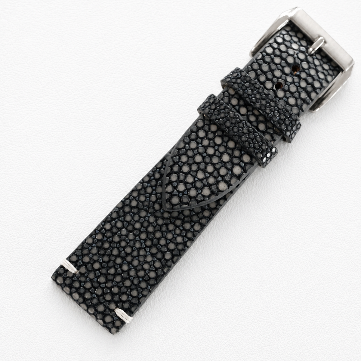 Gray Stingray Leather Watch Strap - Handmade