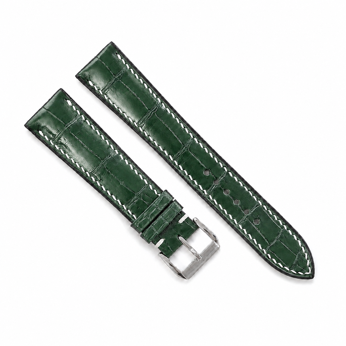 Green Alligator Leather Watch Strap - Handmade