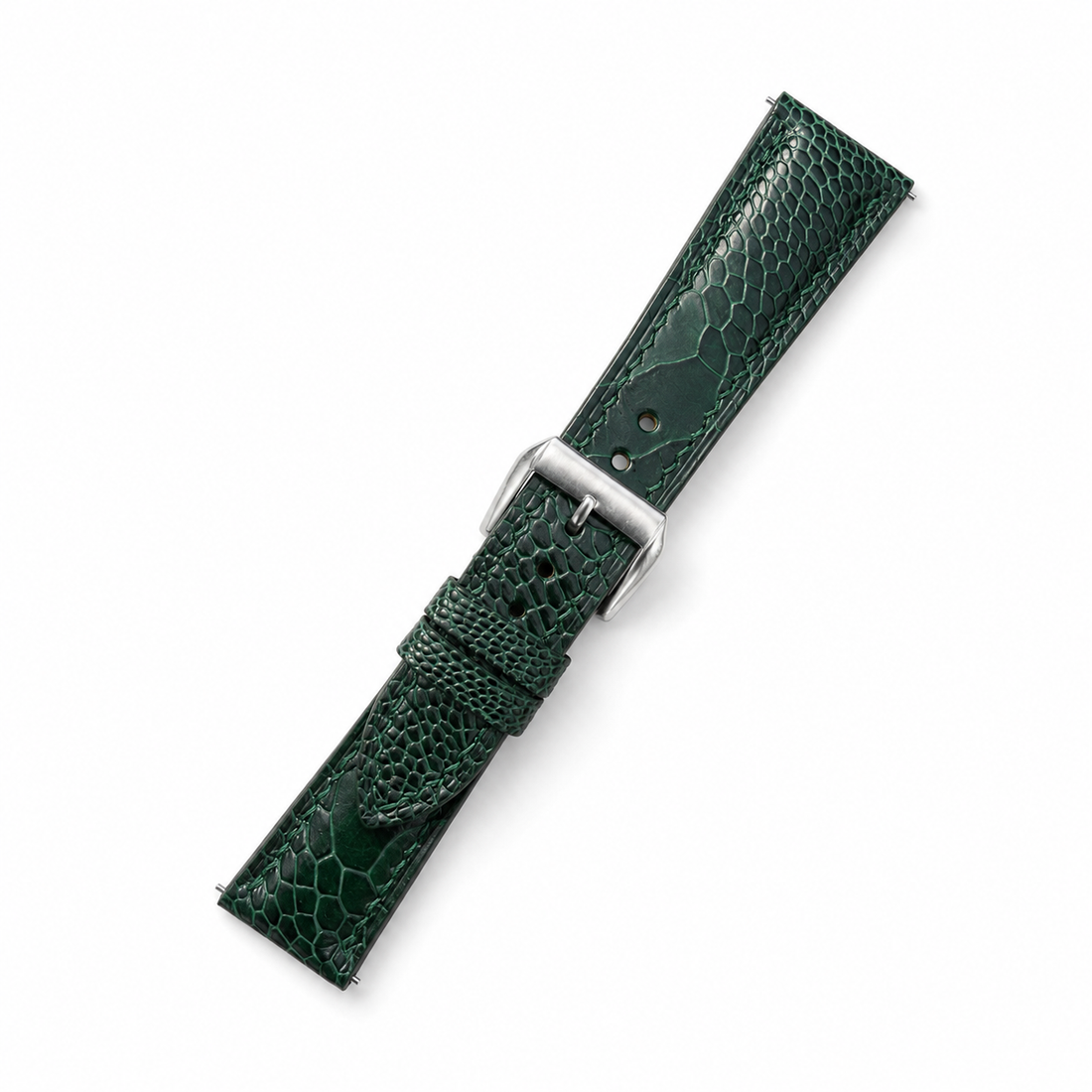 Green Ostrich Leather Watch Strap - Handmade