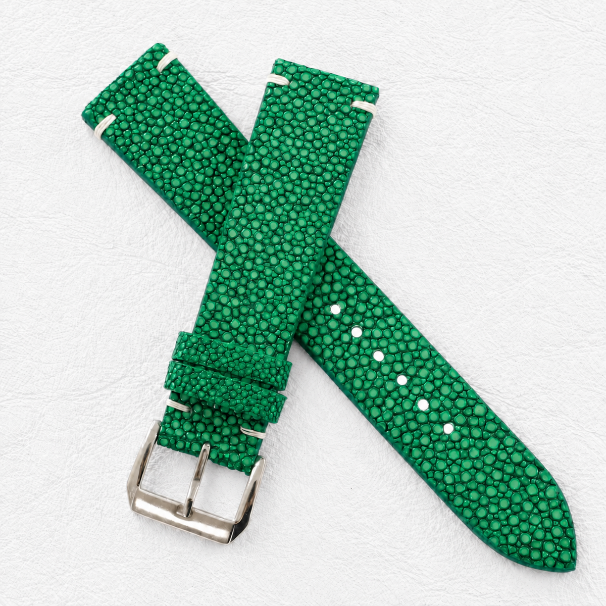 Green Stingray Leather Watch Strap - Handmade