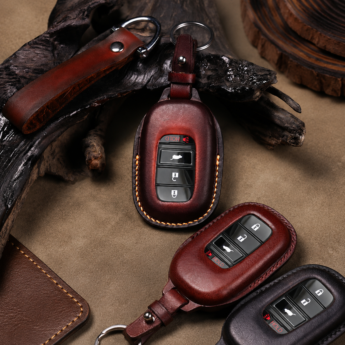 Custom Leather Key Fob Cover Compatible with Honda SUV - CR-V, Pilot, HR-V