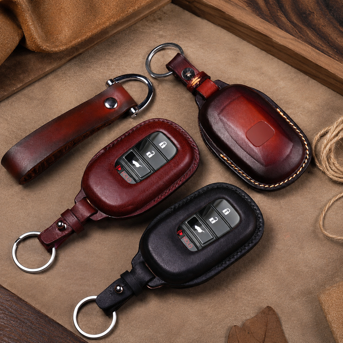 Custom Leather Key Fob Cover Compatible with Honda SUV - CR-V, Pilot, HR-V