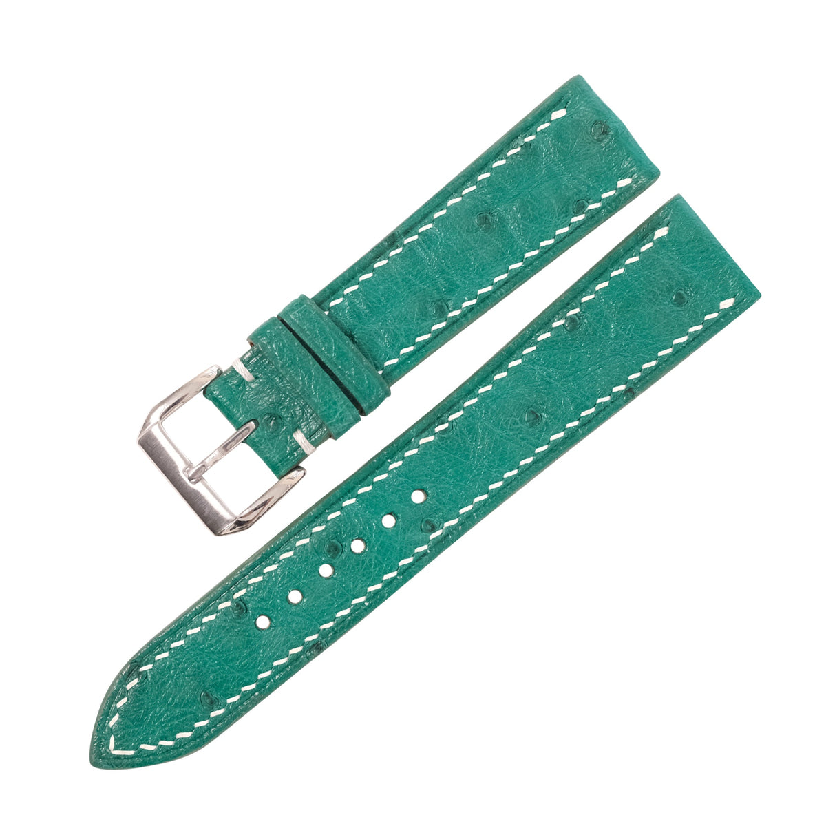 Jade Green Ostrich Leather Watch Strap - Handmade