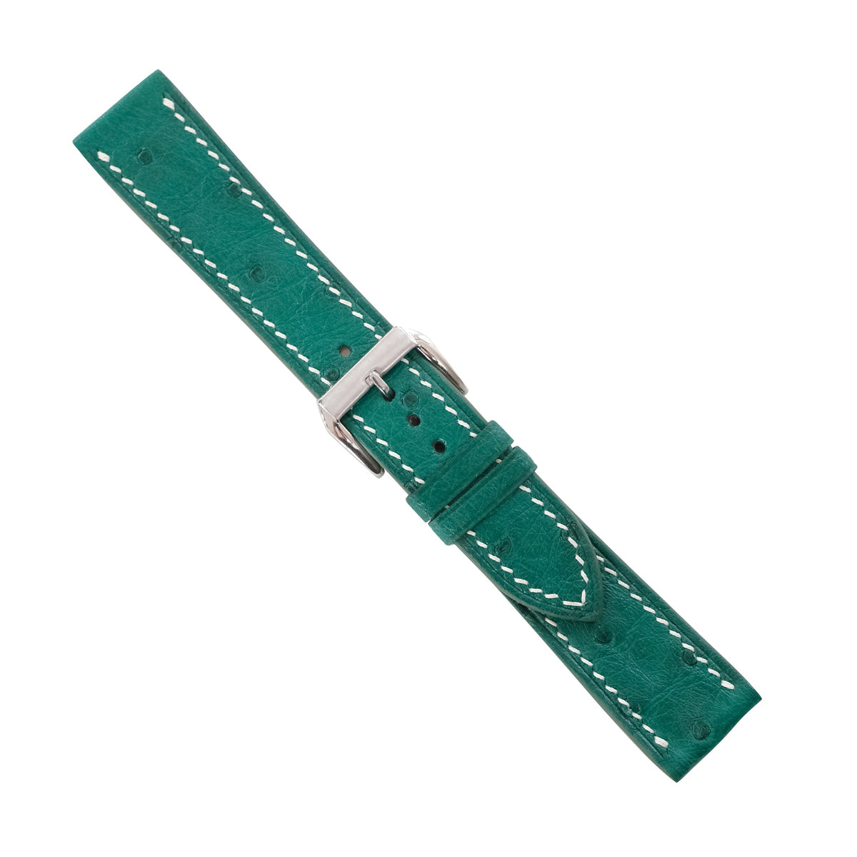 Jade Green Ostrich Leather Watch Strap - Handmade
