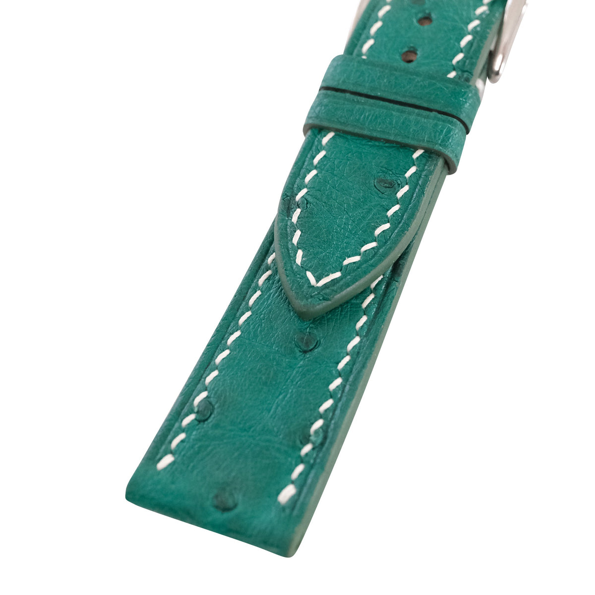 Jade Green Ostrich Leather Watch Strap - Handmade